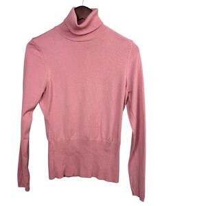 Ann Taylor Loft Pink Merino Wool Nylon Turtleneck Sweater Women's Size M